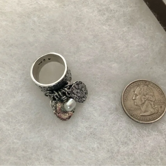 Silpada Sterling Silver Coin Pearl ChaCha Ring R1902 - Picture 5 of 7